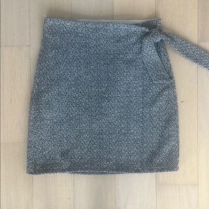 LOFT Gray Mini Wrap Skirt with Tie Front